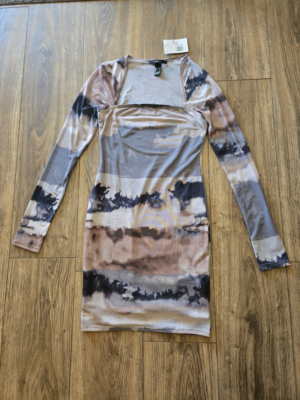 Forever 21 Long Sleeve Tie-Dye Mini Bodycon Dress